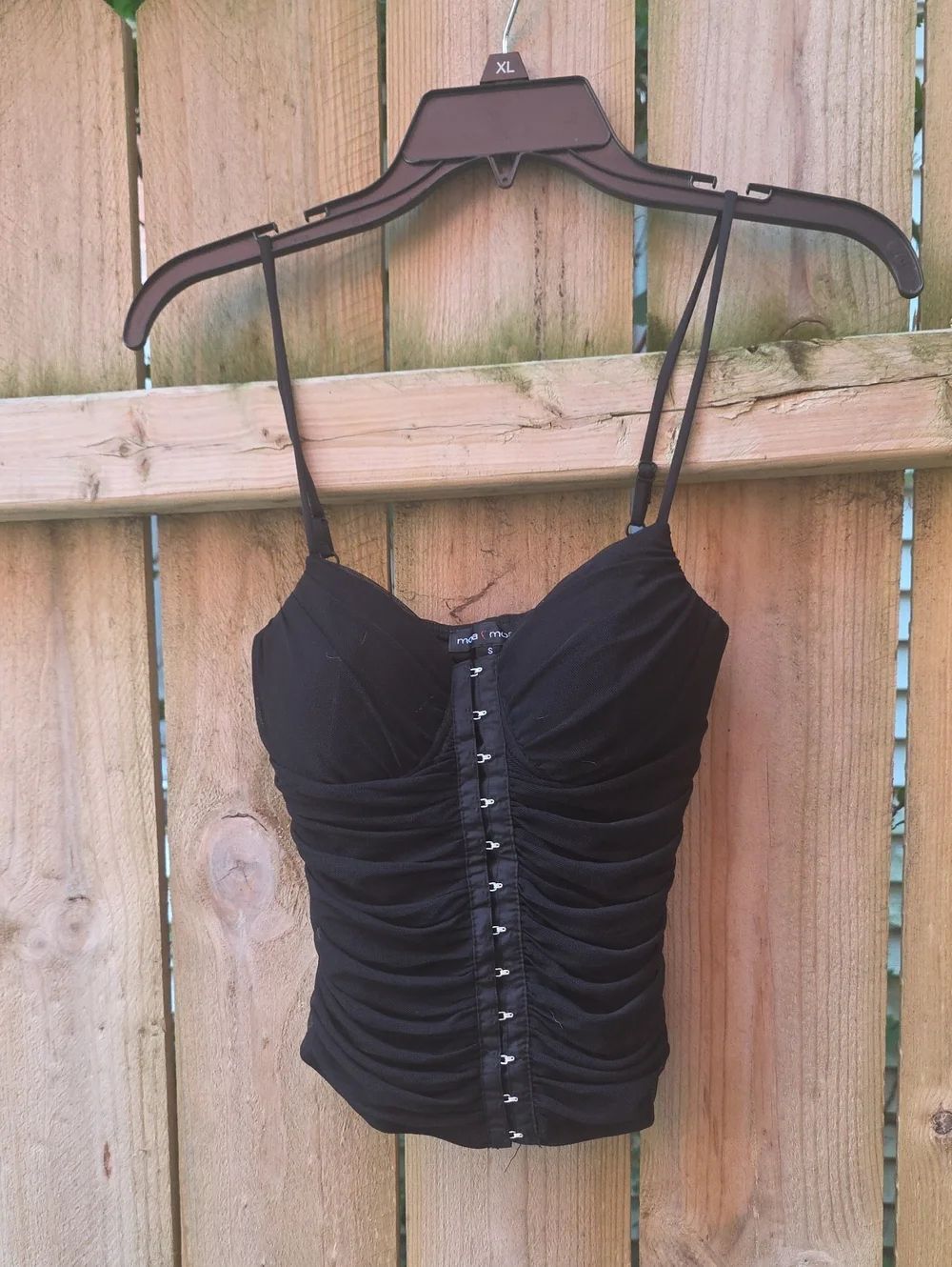 Moa Moa Black Ruched Hook-and-Eye Cami Top